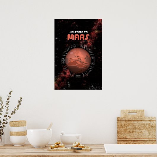 Retro Outer Space Mars Solar System Art Poster (Küche)
