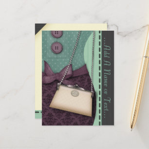 Retro-Outfit für die niedliche Boutique und Handta Postkarte