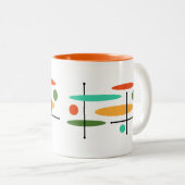 Retro Oval Dot Lines Zweifarbige Tasse (VorderseiteRechts)