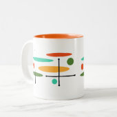 Retro Oval Dot Lines Zweifarbige Tasse (Vorderseite Links)