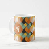 Retro Oval Formen Orange Aquamarin Gold Monogramm Kaffeetasse (Vorderseite Links)