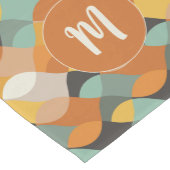 Retro Oval Formen Orange Aquamarin Gold Monogramm Mittelgroßer Tischläufer (Ecke)