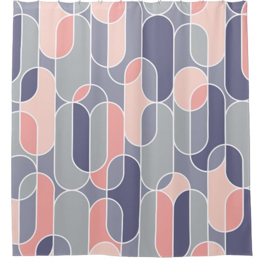 Retro Oval Geometric 70er Muster Duschvorhang (Vorderseite)