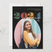 Retro Oval Modern Class of 2024 Foto Abschluss Einladung (Vorderseite)