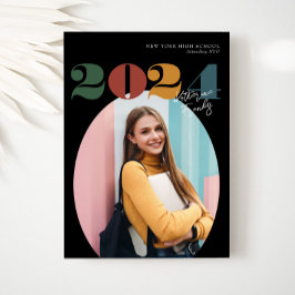 Retro Oval Modern Class of 2024 Foto Abschluss Einladung