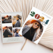 Retro Oval Modern Class of 2024 Foto Abschluss Einladung