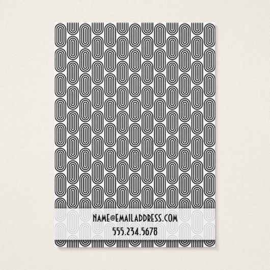 Retro Oval Patterns BW Earring Display Card (Rückseite)