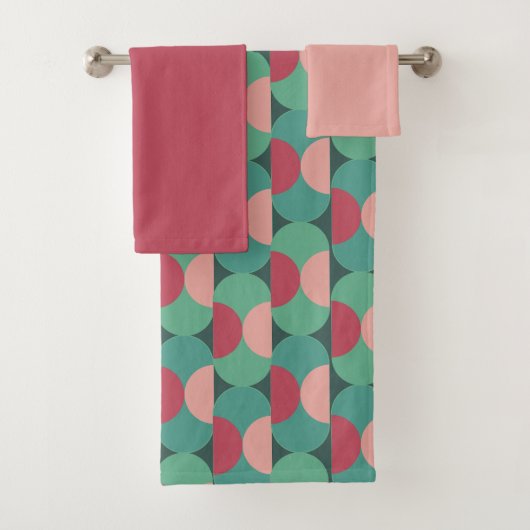 Retro-Ovale und Halbkreise Badetuch-Set Badhandtuch Set (Insitu)
