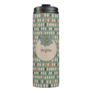 Retro-Ovale und Teal-Blume personalisiert Thermosbecher