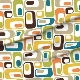 Retro Ovale Weißer Senf aquamarin orange-braun Stoff