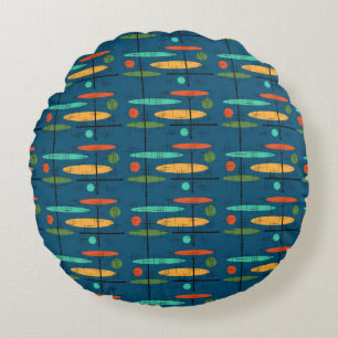Retro-Ovals & Lines Rundes Kissen