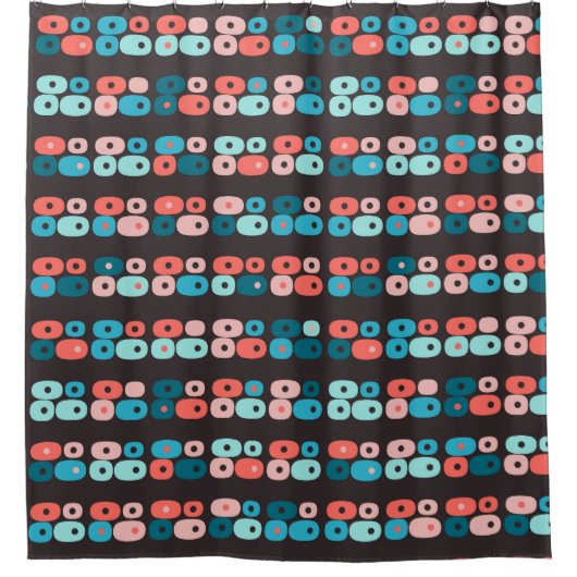 Retro Ovals Peach Teal Brown  Bath Towel Set Incip Duschvorhang (Vorderseite)