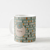 Retro Ovals und Aquamarine Blume Personalisiert Kaffeetasse (Vorderseite Links)