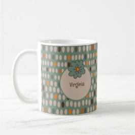 Retro Ovals und Aquamarine Blume Personalisiert Kaffeetasse