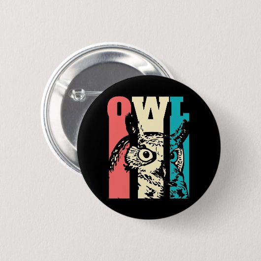 Retro Owl Button (Vorne & Hinten)
