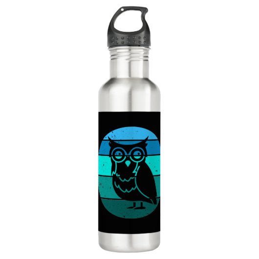 Retro Owl Edelstahlflasche (Vorderseite)