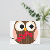 Retro Owl Girl with Flowers Postkarte (Stehend Vorderseite)