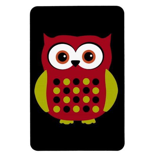 Retro Owl in Rot Magnet (Vertikal)