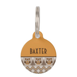 Retro Owl Knetdesign Round Pet Tag Haustiermarke