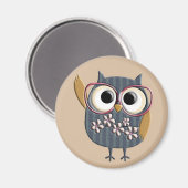 Retro Owl Magnet (Vorderseite/Rückseite)