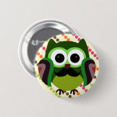 Retro Owl mit Mustache Button (Vorne & Hinten)