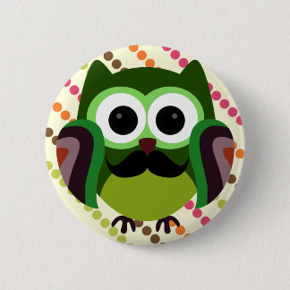 Retro Owl mit Mustache Button