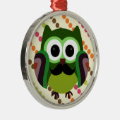 Retro Owl mit Mustache Ornament Aus Metall (Rechts)
