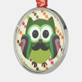 Retro Owl mit Mustache Ornament Aus Metall (Links)