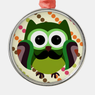 Retro Owl mit Mustache Ornament Aus Metall