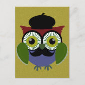 Retro Owl mit Mustache Postkarte (Vorderseite)