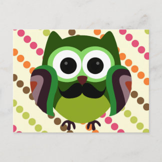 Retro Owl mit Mustache Postkarte