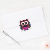Retro Owl mit Mustache Quadratischer Aufkleber (Umschlag)