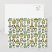 Retro Owl Muster niedlicher Hintergrund Postkarte (Vorne/Hinten)