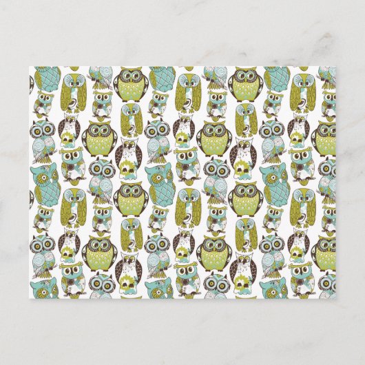 Retro Owl Muster niedlicher Hintergrund Postkarte (Vorderseite)