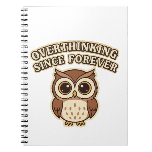 Retro Owl Overthinking Lined Notebook Notizblock (Vorderseite)