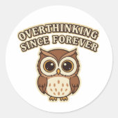 Retro Owl Overthinking Vinyl Sticker (Vorderseite)