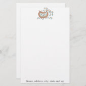 Retro Owl Personalisiert Stationierung Briefpapier (Vorne/Hinten)