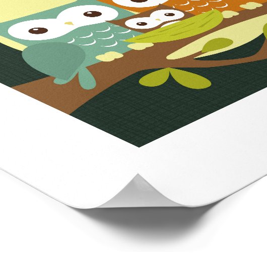 Retro Owl Poster Print (Ecke)