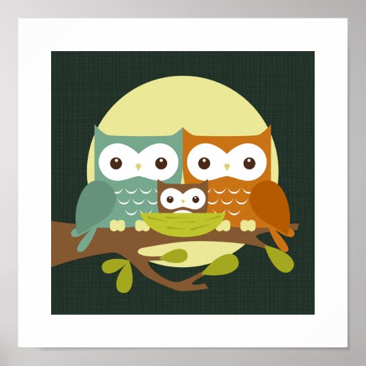 Retro Owl Poster Print (Vorne)