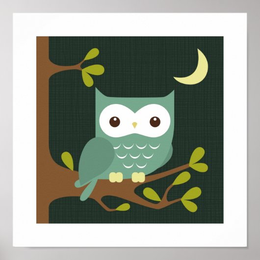 Retro Owl Poster Print (Vorne)