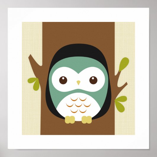 Retro Owl Poster Print (Vorne)