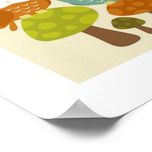 Retro Owl Poster Print (Ecke)