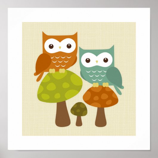 Retro Owl Poster Print (Vorne)