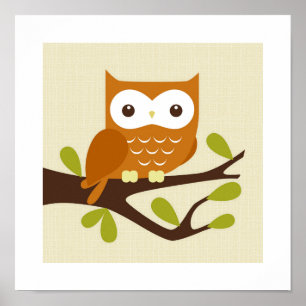 Retro Owl Poster Print