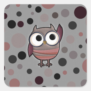Retro Owl Quadratischer Aufkleber