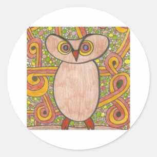 Retro Owl Runder Aufkleber