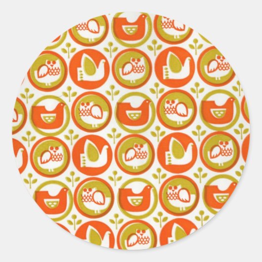 Retro Owl Runder Aufkleber (Vorderseite)