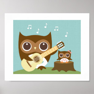 Retro Owl Singposter Print Poster