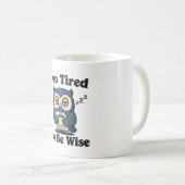 Retro Owl Sleepy Wisdom White Mug Kaffeetasse (VorderseiteRechts)