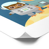Retro Owl Space Poster drucken (Ecke)